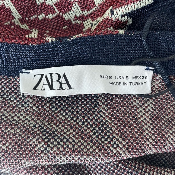 ZARA NWT JACQUARD KNIT FLORAL DRESS NAY BLUE AND RED/PINK SMALL - Picture 8 of 10